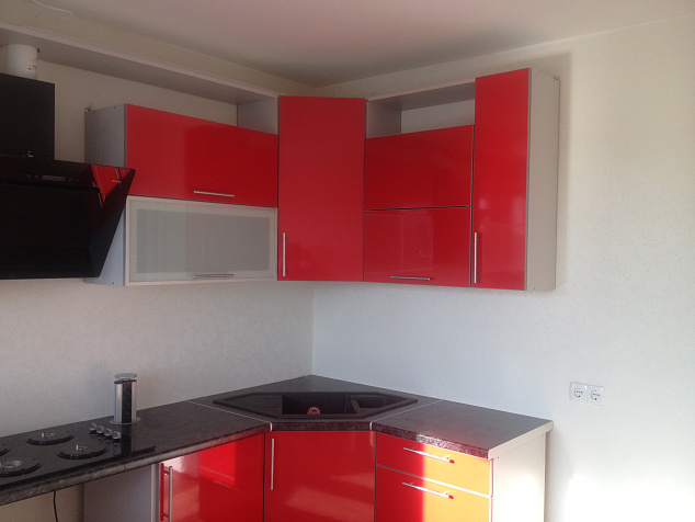 Яркая П-образная  кухня с барной стойкой "Флорида"(пример 224)